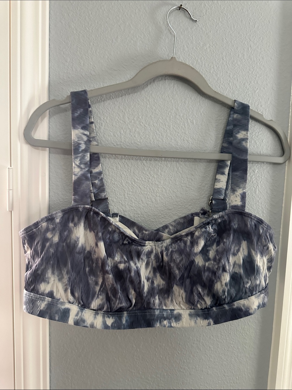 Tie-Dye Bralette Crop Top - Blue & White
